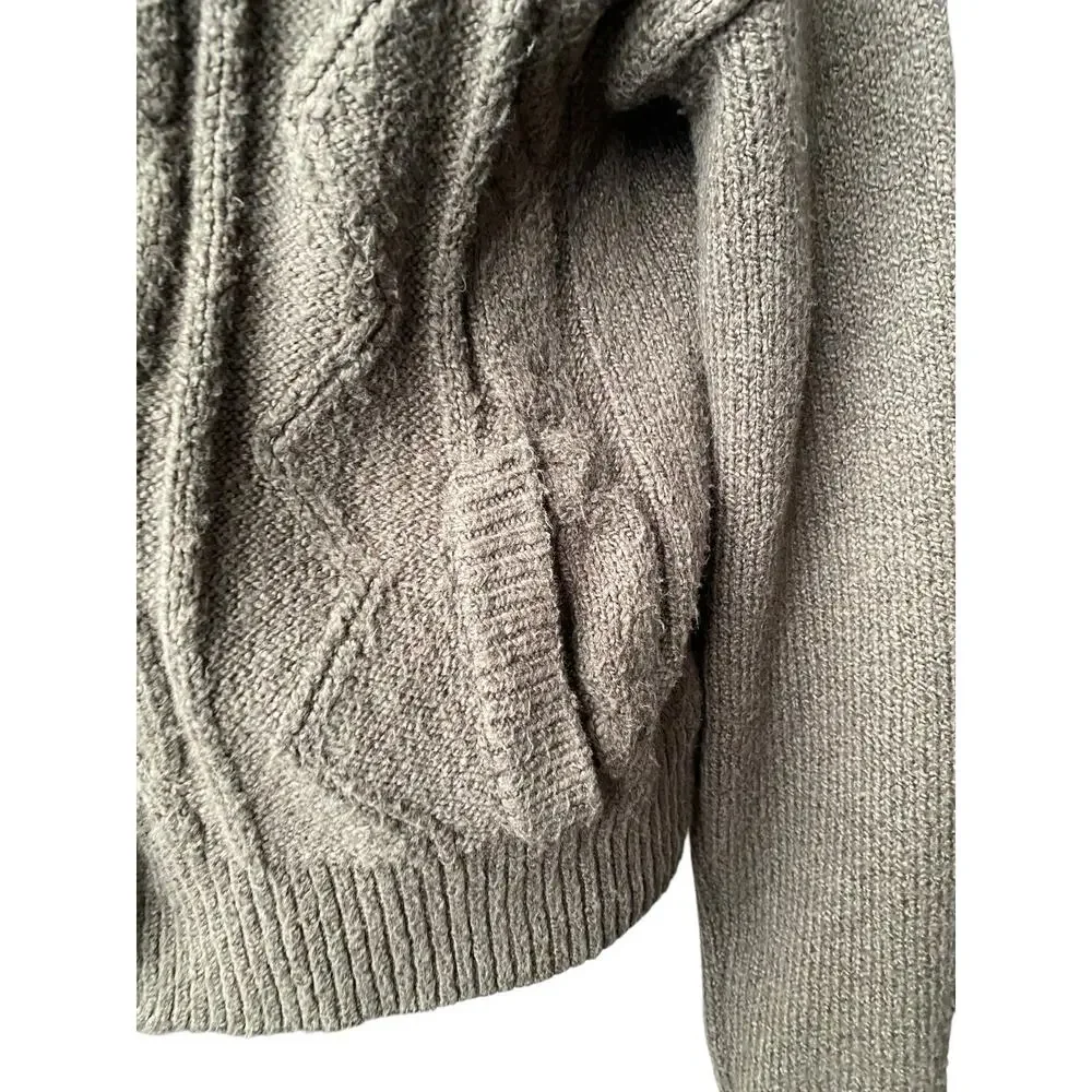 Anthropologie Pilcro cable knit shawl collar cardigan sweater olive Women S Knit - Picture 10 of 16